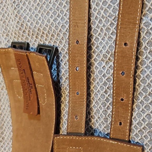 **SOLD** wide saddle hide leather belt, to fit 32-35in waist 12-14 brass buckles - Picture 11 of 16